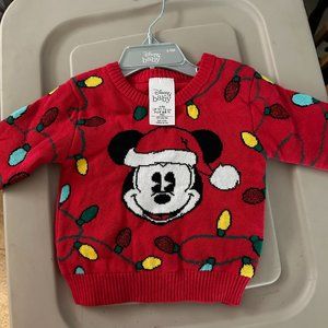 Disney Baby 6-9 month Mickey Mouse Christmas Sweater